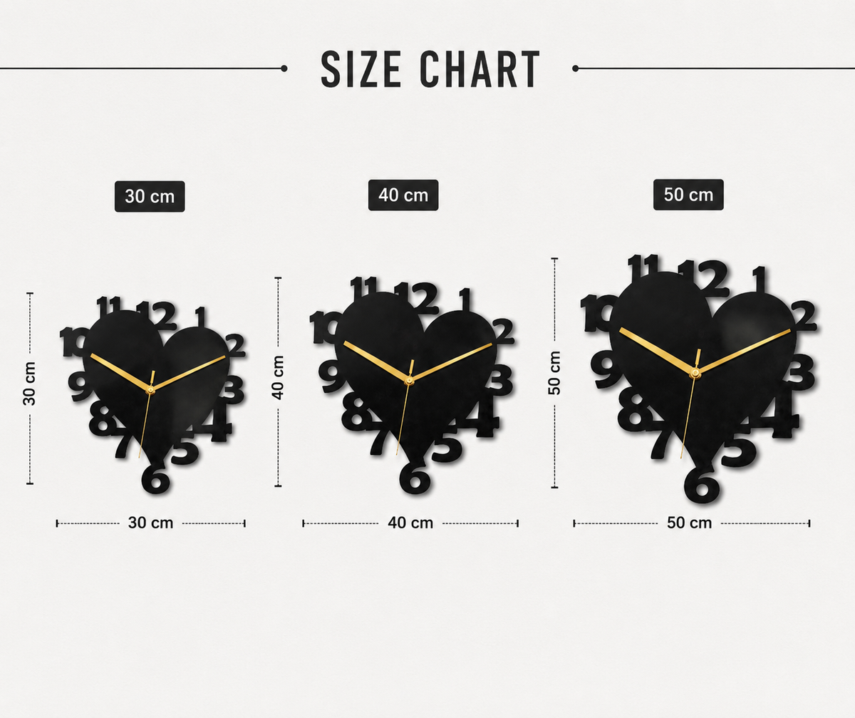 Heart Elegance Metal Wall Clock