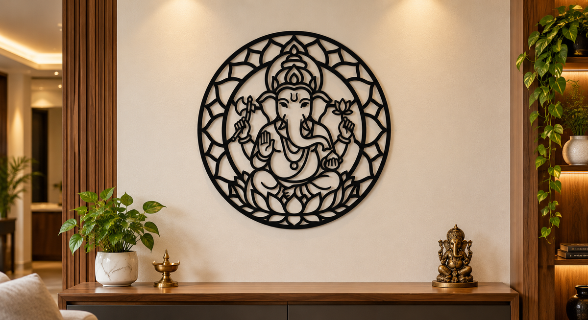 Divine Ganesha Mandala Metal Wall Art