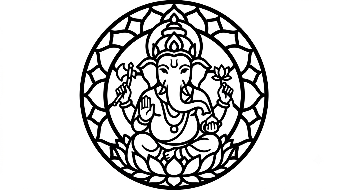 Divine Ganesha Mandala Metal Wall Art
